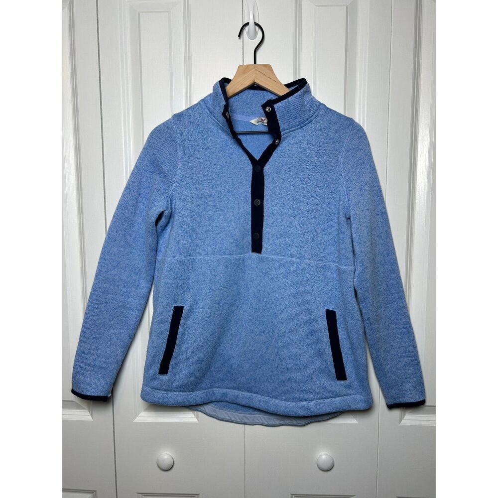 Vineyard Vines Women's Snap Half Placket Sweater Fleece Top Blue Size S